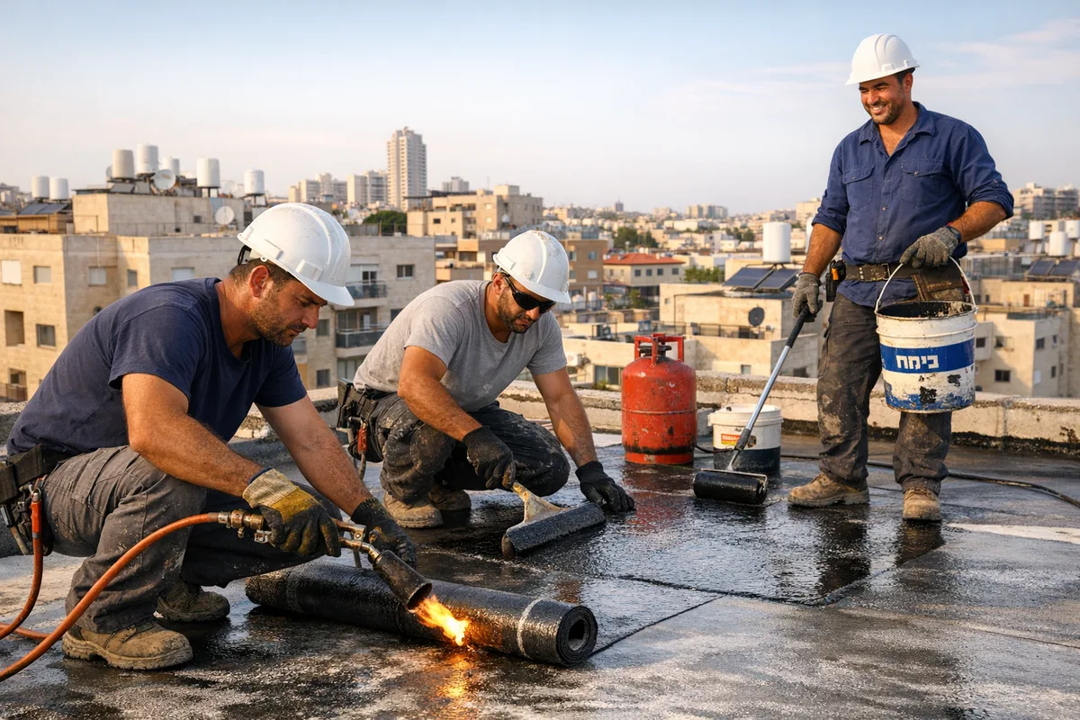 צוות ט.צ איטום בעבודה