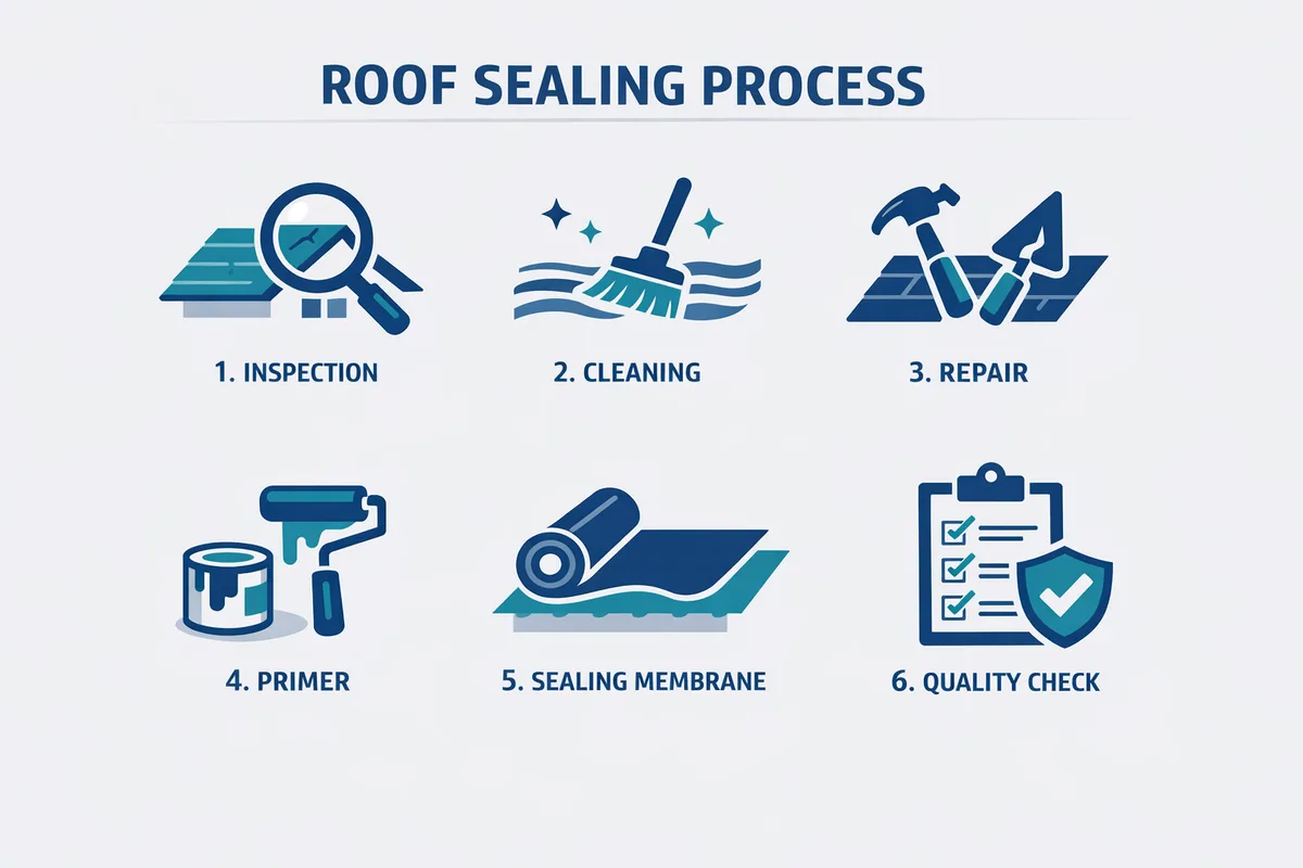 שלבי איטום גג מרוצף